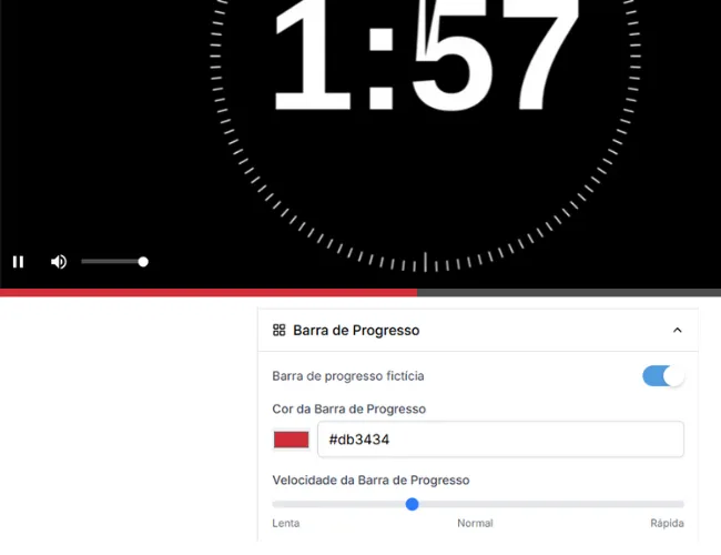 Barra de progresso fictícia no vslTub